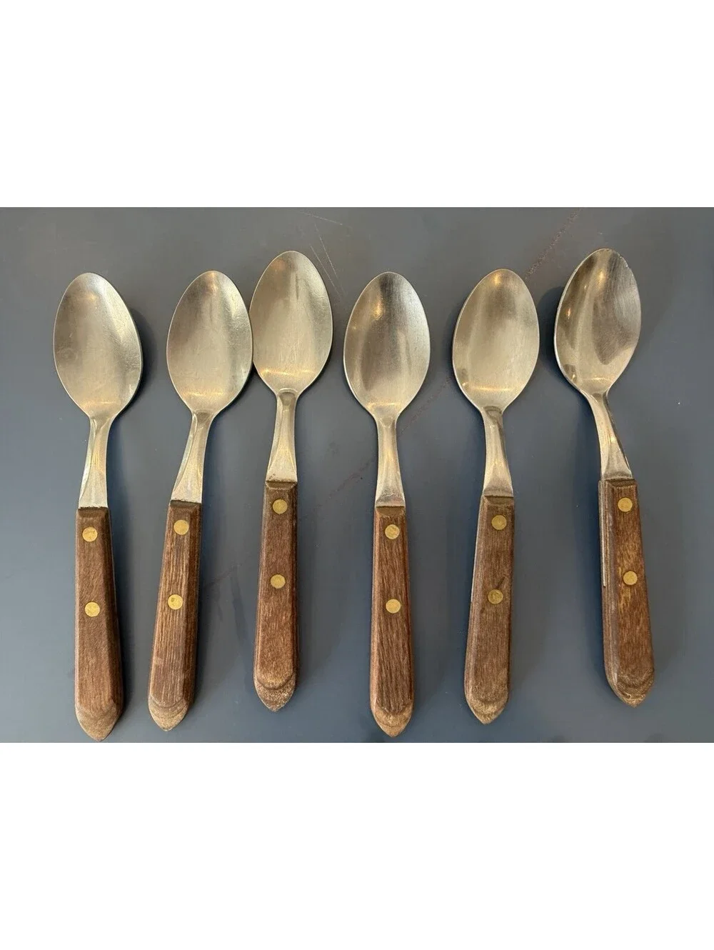 Vtg WF Washington Forge Town & Country Wood Handle  SS Flatware Lot Of 27